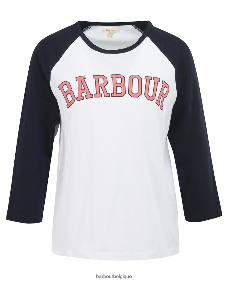 vêtements Barbour t-shirt northumberland poinçon blanc/rose femmes T2L6ZP1663