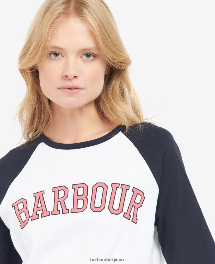 vêtements Barbour t-shirt northumberland poinçon blanc/rose femmes T2L6ZP1663