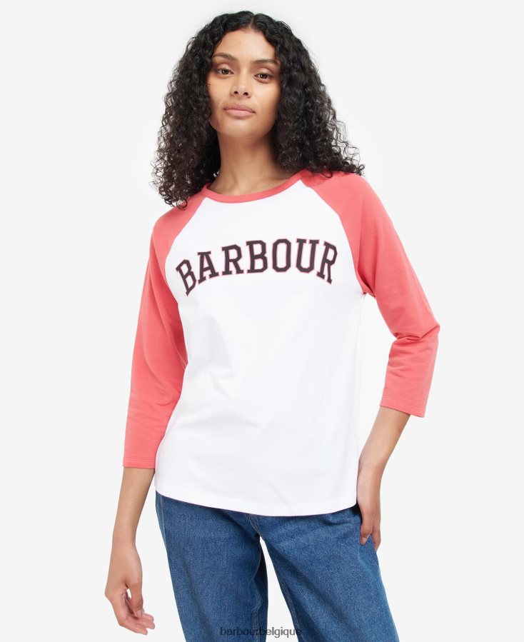 vêtements Barbour t-shirt northumberland poinçon blanc/rose femmes T2L6ZP1733