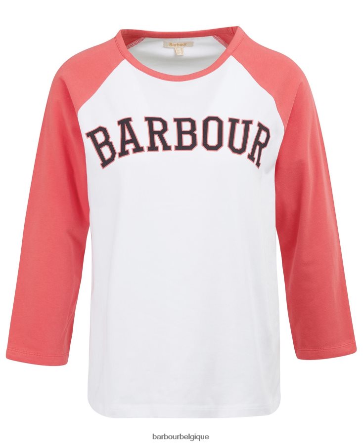 vêtements Barbour t-shirt northumberland poinçon blanc/rose femmes T2L6ZP1733