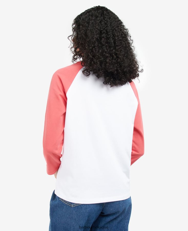 vêtements Barbour t-shirt northumberland poinçon blanc/rose femmes T2L6ZP1733