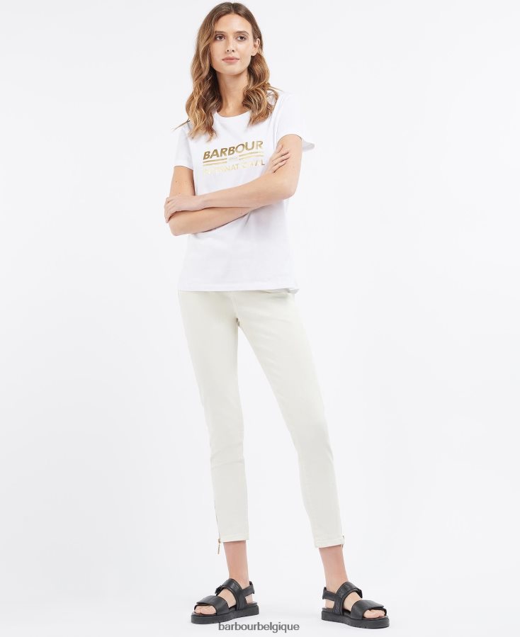 vêtements Barbour t-shirt originaux blanc femmes T2L6ZP1714