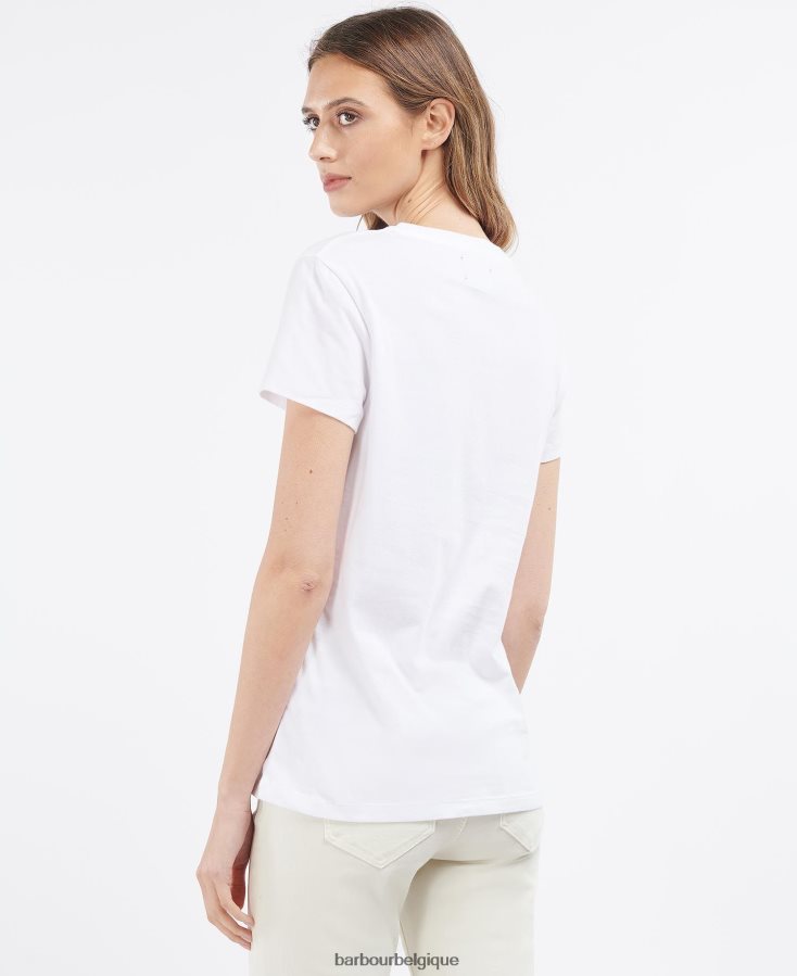 vêtements Barbour t-shirt originaux blanc femmes T2L6ZP1714