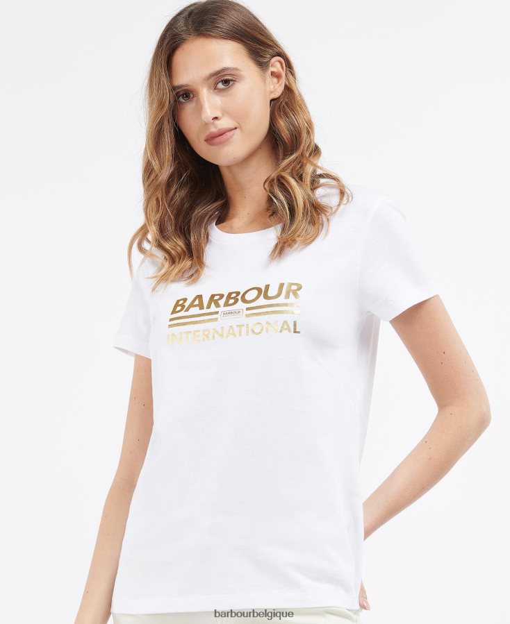 vêtements Barbour t-shirt originaux blanc femmes T2L6ZP1714