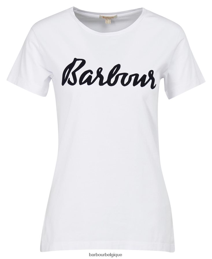 vêtements Barbour t-shirt otterburn marine/blanc femmes T2L6ZP1664