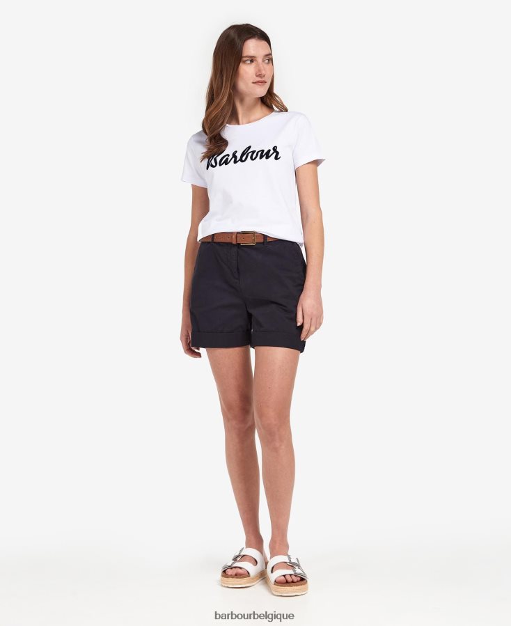 vêtements Barbour t-shirt otterburn marine/blanc femmes T2L6ZP1664