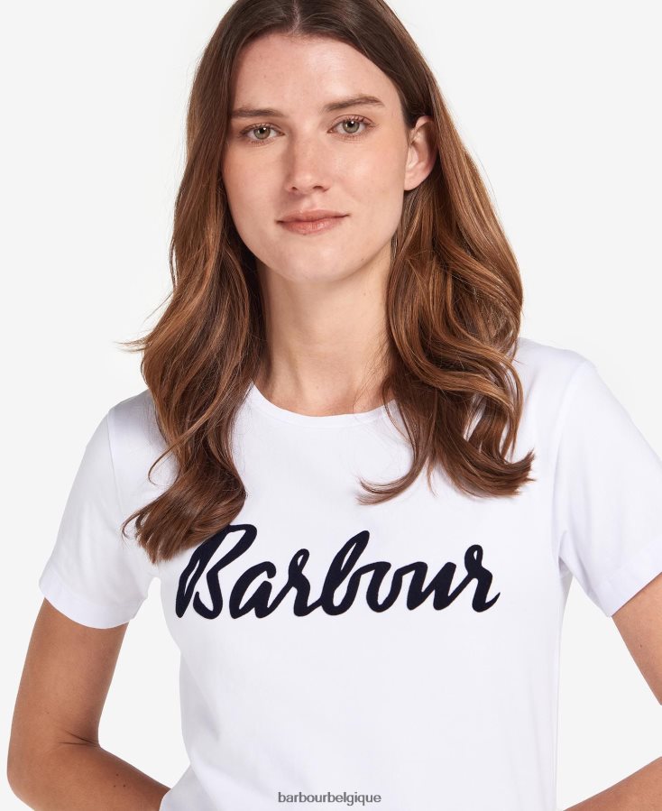 vêtements Barbour t-shirt otterburn marine/blanc femmes T2L6ZP1664