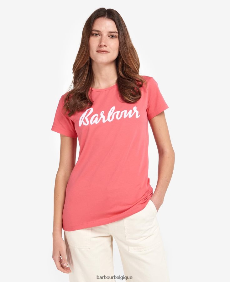 vêtements Barbour t-shirt otterburn marine/blanc femmes T2L6ZP1670