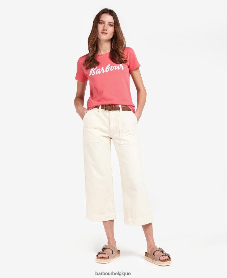 vêtements Barbour t-shirt otterburn marine/blanc femmes T2L6ZP1670