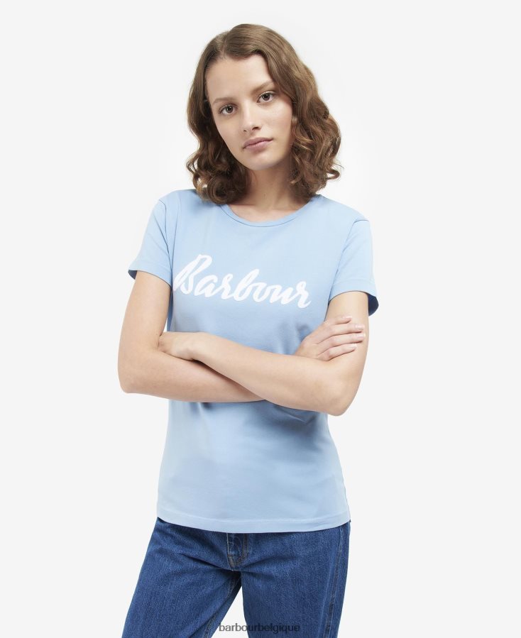 vêtements Barbour t-shirt otterburn marine/blanc femmes T2L6ZP1688