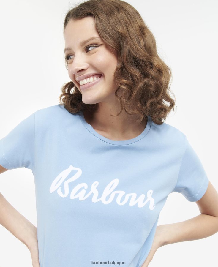 vêtements Barbour t-shirt otterburn marine/blanc femmes T2L6ZP1688