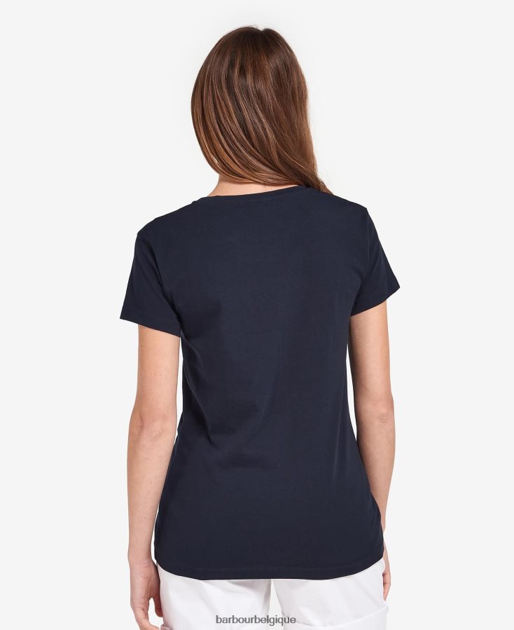 vêtements Barbour t-shirt otterburn marine/blanc femmes T2L6ZP1695