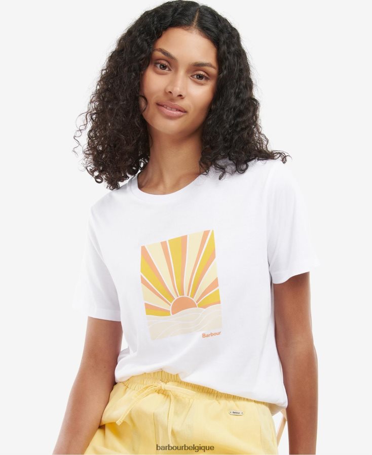 vêtements Barbour t-shirt penrose blanc femmes T2L6ZP1717
