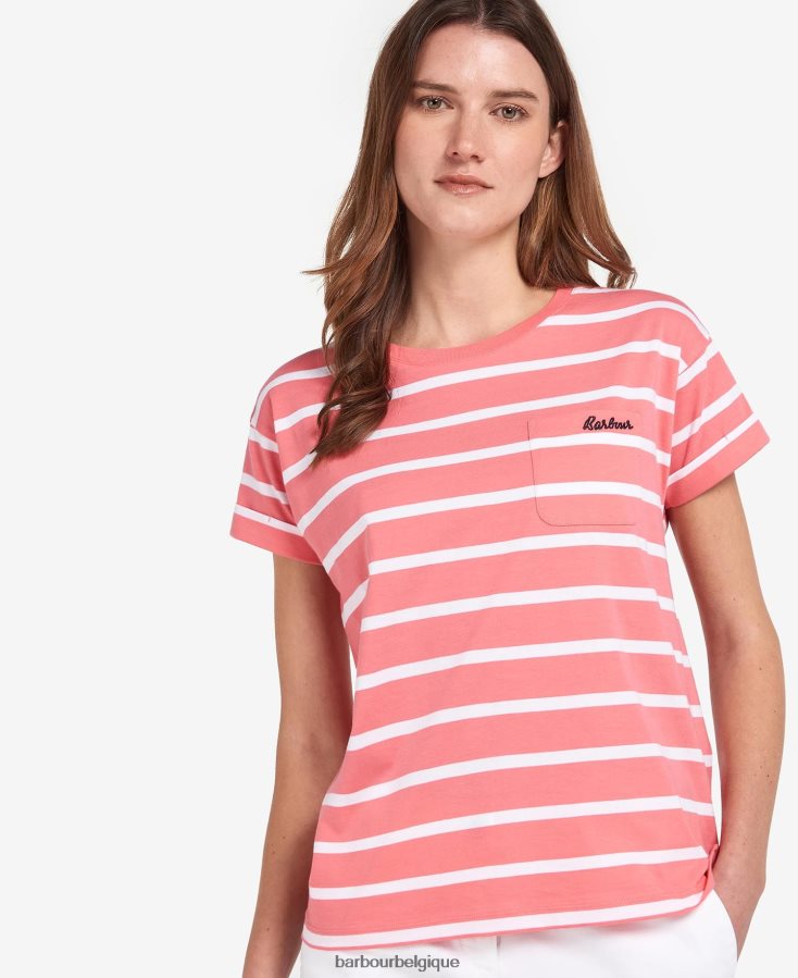 vêtements Barbour t-shirt à rayures otterburn marine/blanc femmes T2L6ZP1736