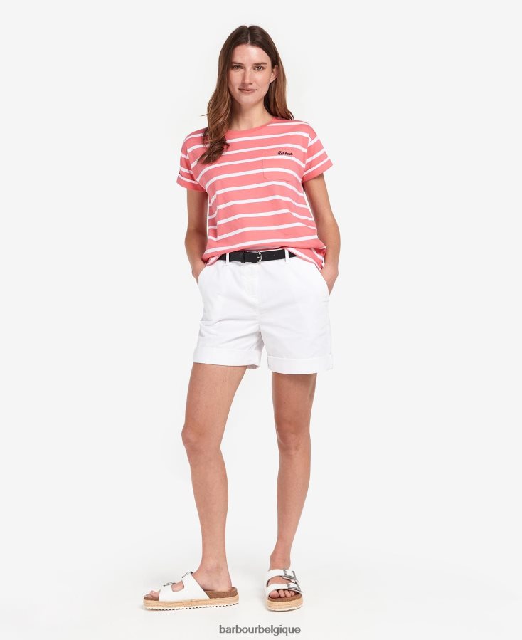 vêtements Barbour t-shirt à rayures otterburn marine/blanc femmes T2L6ZP1736