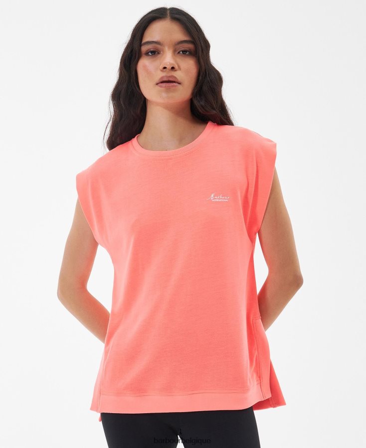 vêtements Barbour t-shirt sanderson corail atomique femmes T2L6ZP1687