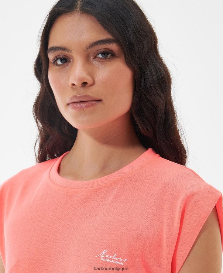 vêtements Barbour t-shirt sanderson corail atomique femmes T2L6ZP1687