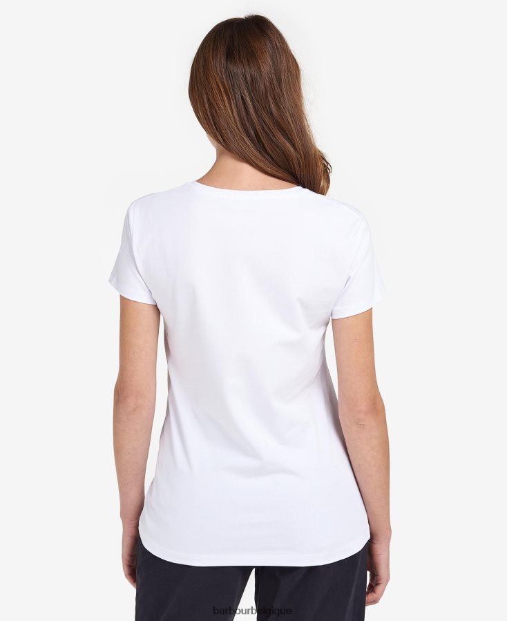 vêtements Barbour t-shirt southport gris clair chiné femmes T2L6ZP1660