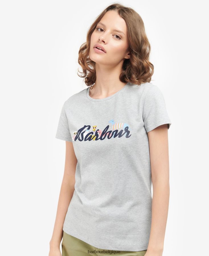 vêtements Barbour t-shirt southport gris clair chiné femmes T2L6ZP1734