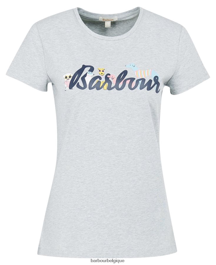 vêtements Barbour t-shirt southport gris clair chiné femmes T2L6ZP1734