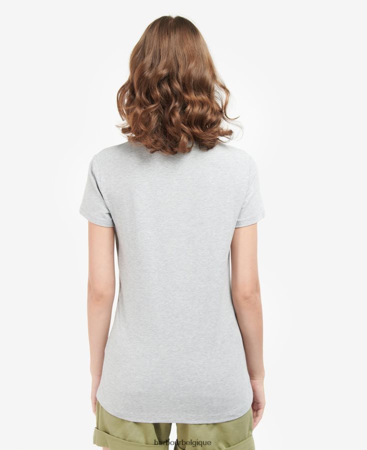 vêtements Barbour t-shirt southport gris clair chiné femmes T2L6ZP1734