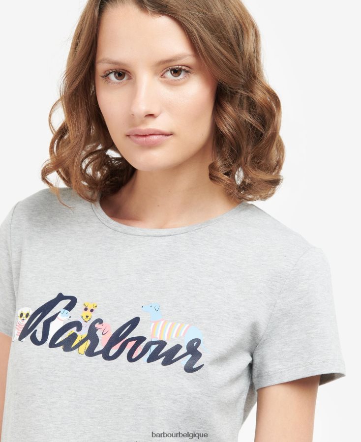 vêtements Barbour t-shirt southport gris clair chiné femmes T2L6ZP1734