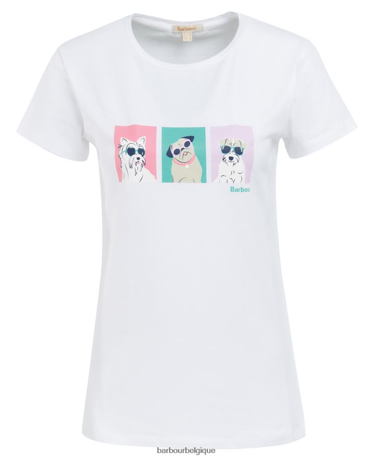 vêtements Barbour tee-shirt balises blanc classique femmes T2L6ZP1681