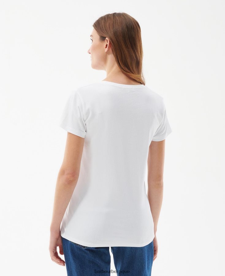 vêtements Barbour tee-shirt balises blanc classique femmes T2L6ZP1681