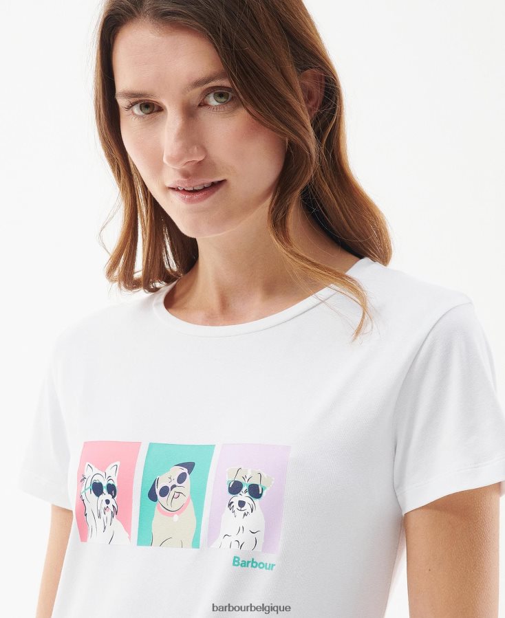 vêtements Barbour tee-shirt balises blanc classique femmes T2L6ZP1681