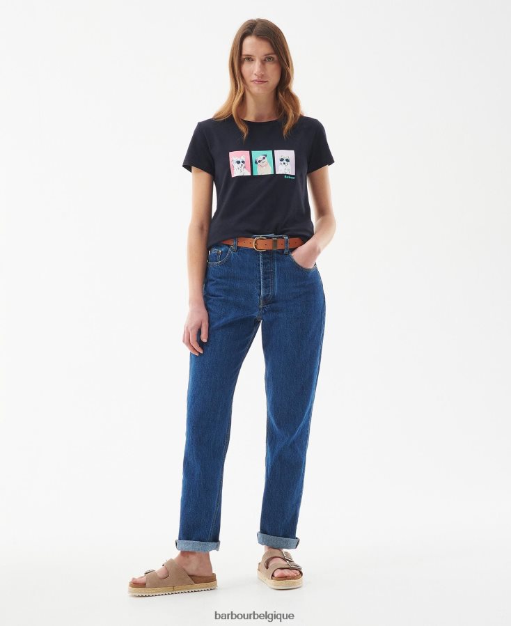 vêtements Barbour tee-shirt balises blanc classique femmes T2L6ZP1689