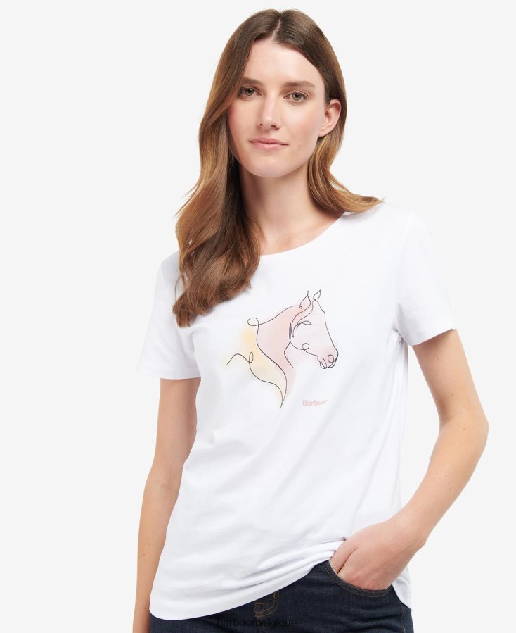 vêtements Barbour tee-shirt genévrier blanc classique femmes T2L6ZP1673