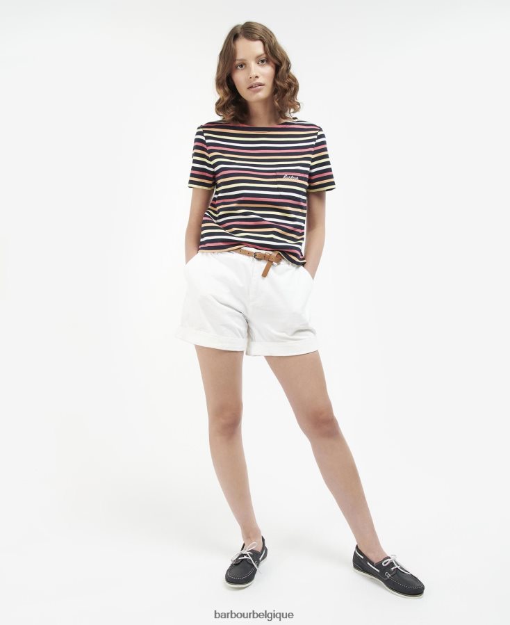 vêtements Barbour top bradley à manches courtes multirayure bleu marine femmes T2L6ZP1690