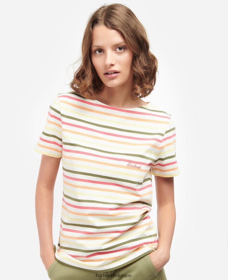 vêtements Barbour top bradley à manches courtes multirayure bleu marine femmes T2L6ZP1755