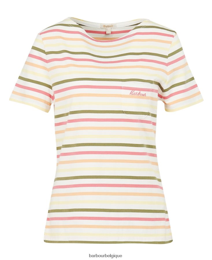 vêtements Barbour top bradley à manches courtes multirayure bleu marine femmes T2L6ZP1755