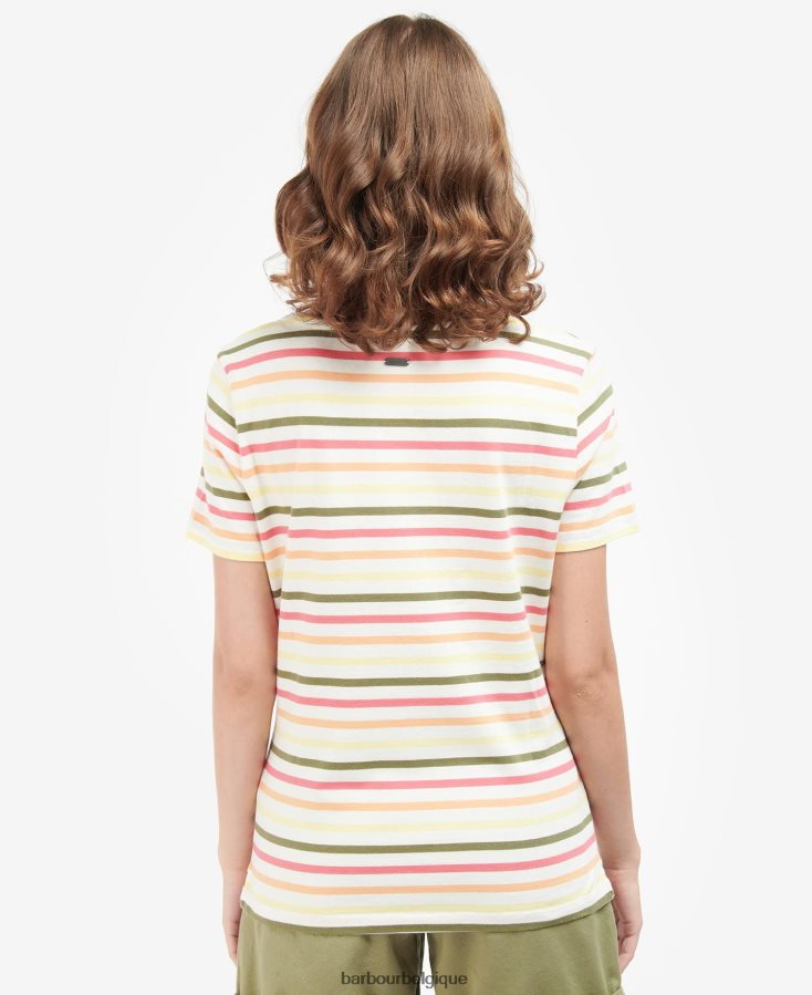 vêtements Barbour top bradley à manches courtes multirayure bleu marine femmes T2L6ZP1755