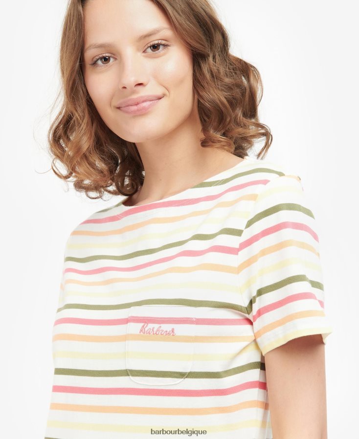 vêtements Barbour top bradley à manches courtes multirayure bleu marine femmes T2L6ZP1755