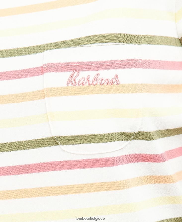 vêtements Barbour top bradley à manches courtes multirayure bleu marine femmes T2L6ZP1755