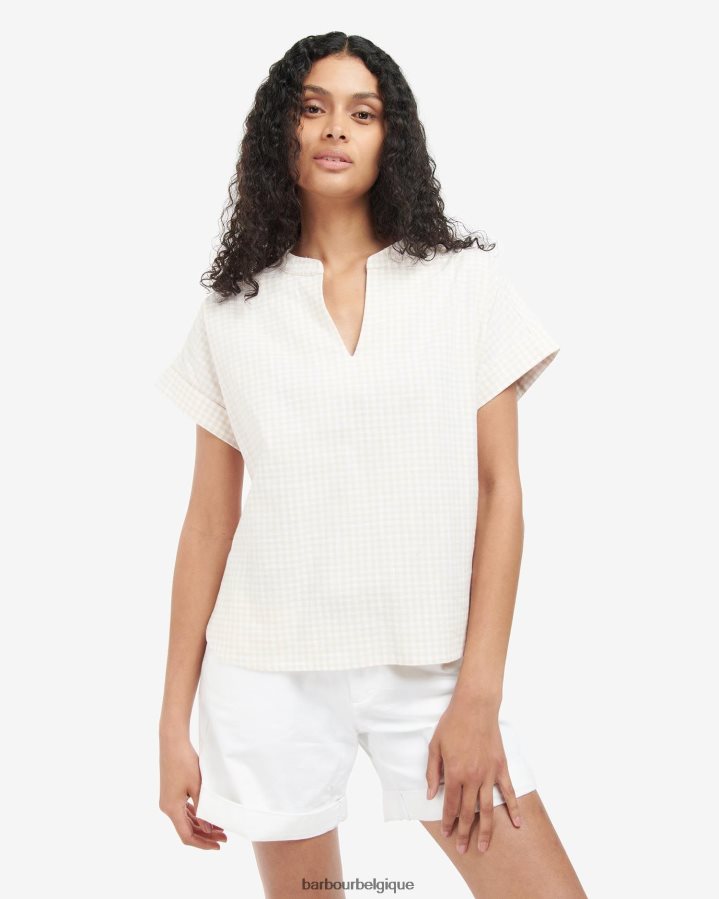 vêtements Barbour top en pierre sable/blanc femmes T2L6ZP1604