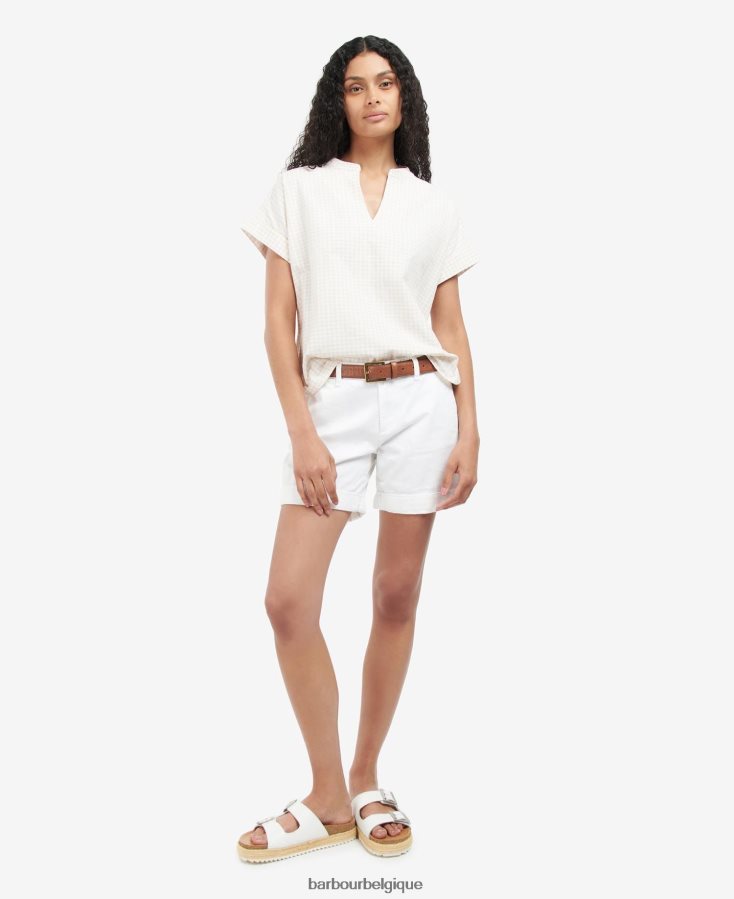 vêtements Barbour top en pierre sable/blanc femmes T2L6ZP1604