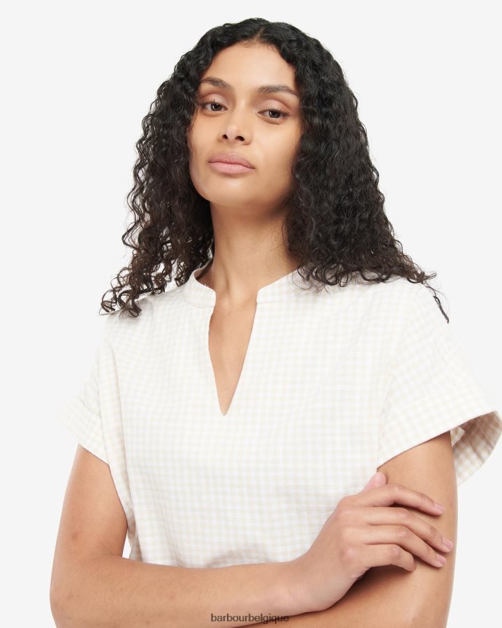 vêtements Barbour top en pierre sable/blanc femmes T2L6ZP1604