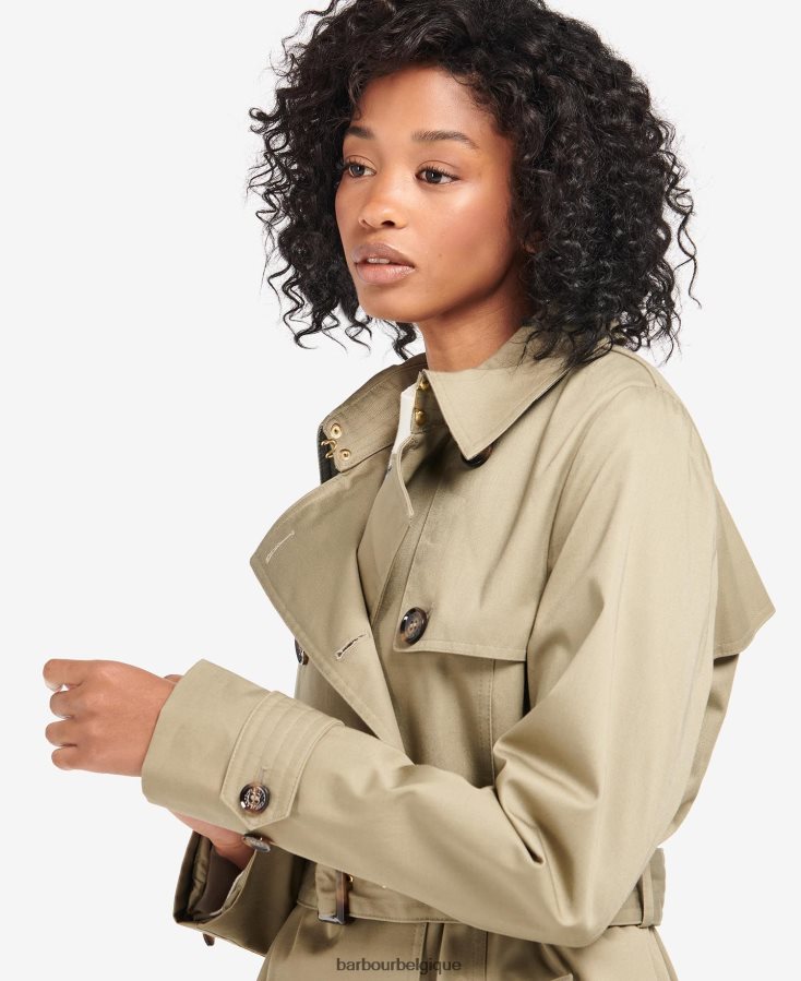 vêtements Barbour trench court imperméable greta marine foncé/peuplier ancien femmes T2L6ZP1526