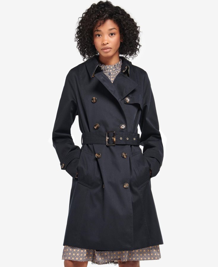 vêtements Barbour trench court imperméable greta marine foncé/peuplier ancien femmes T2L6ZP1528