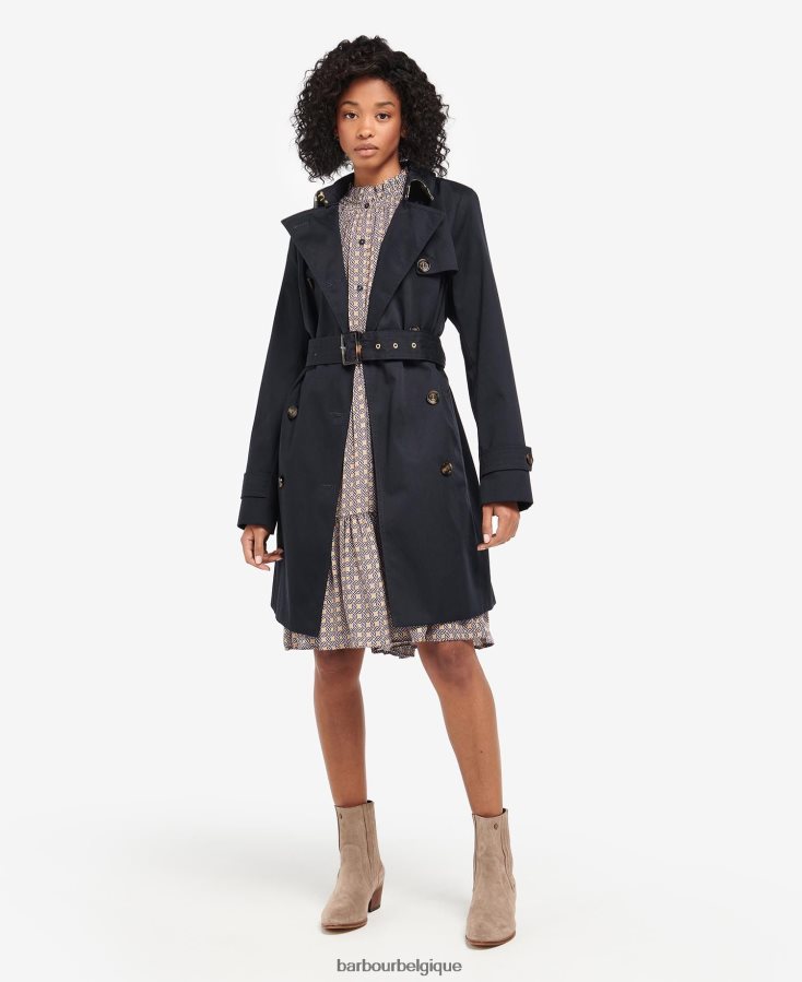 vêtements Barbour trench court imperméable greta marine foncé/peuplier ancien femmes T2L6ZP1528