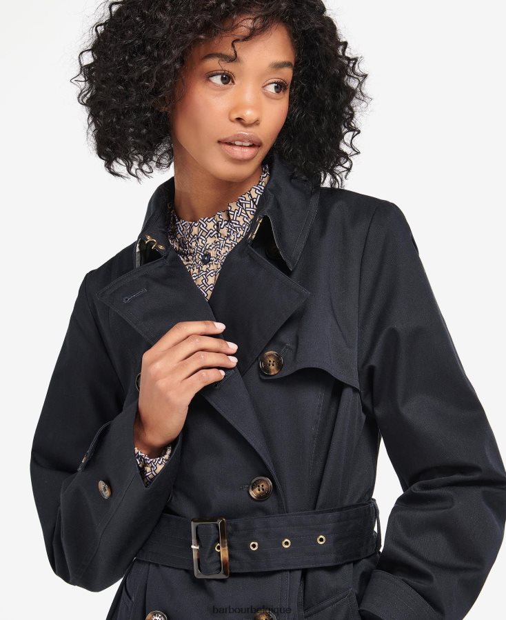 vêtements Barbour trench court imperméable greta marine foncé/peuplier ancien femmes T2L6ZP1528