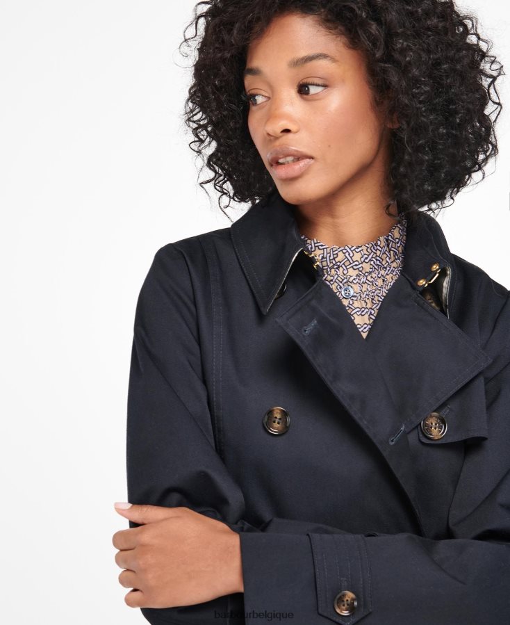 vêtements Barbour trench court imperméable greta marine foncé/peuplier ancien femmes T2L6ZP1528