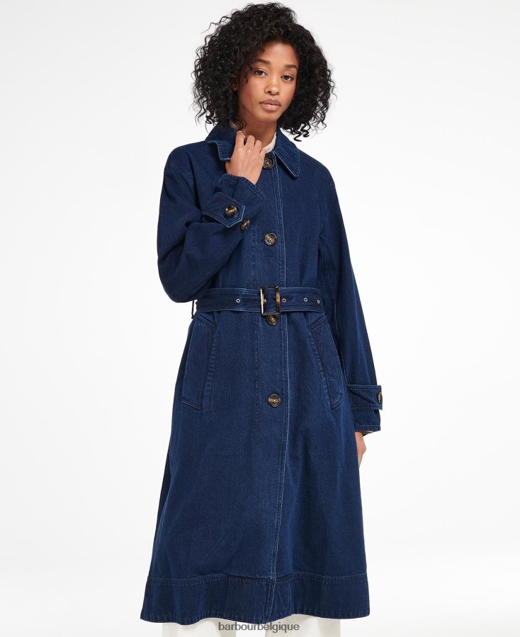 vêtements Barbour trench décontracté en jean somerland lavage foncé femmes T2L6ZP1527