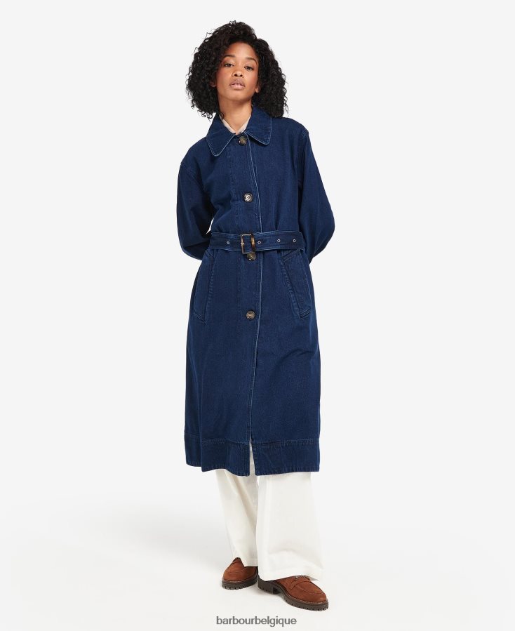 vêtements Barbour trench décontracté en jean somerland lavage foncé femmes T2L6ZP1527