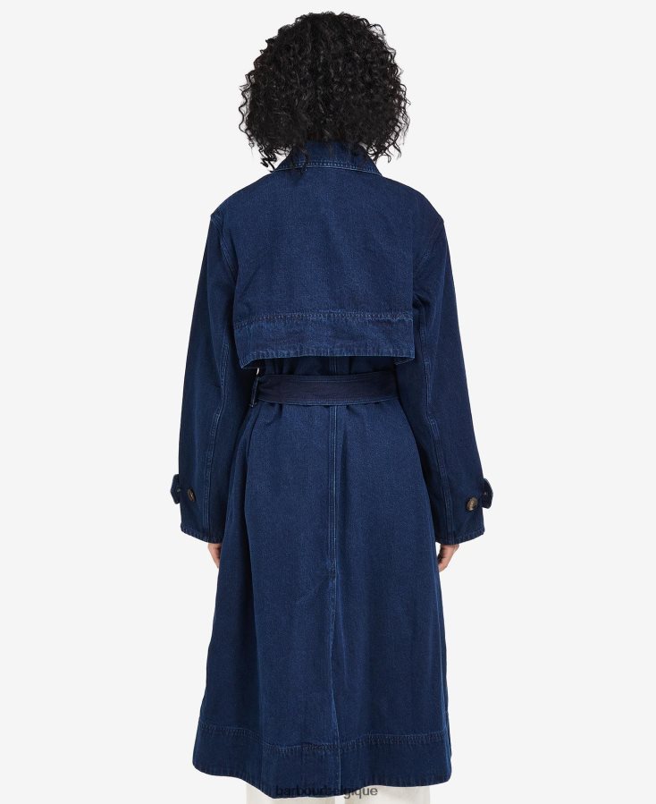 vêtements Barbour trench décontracté en jean somerland lavage foncé femmes T2L6ZP1527