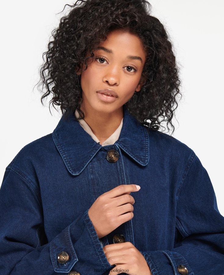 vêtements Barbour trench décontracté en jean somerland lavage foncé femmes T2L6ZP1527