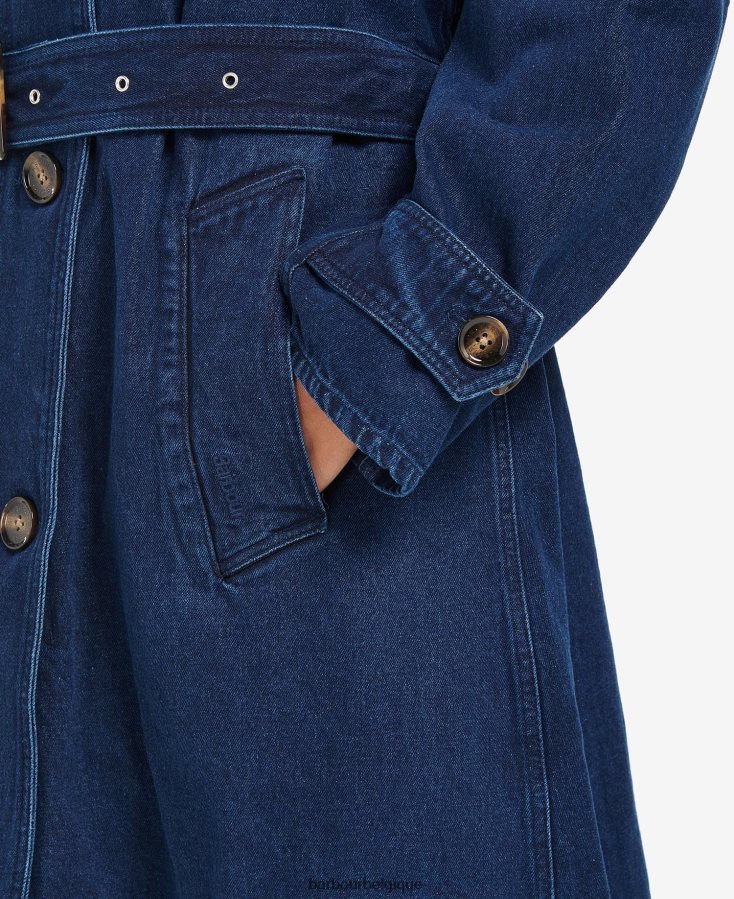 vêtements Barbour trench décontracté en jean somerland lavage foncé femmes T2L6ZP1527